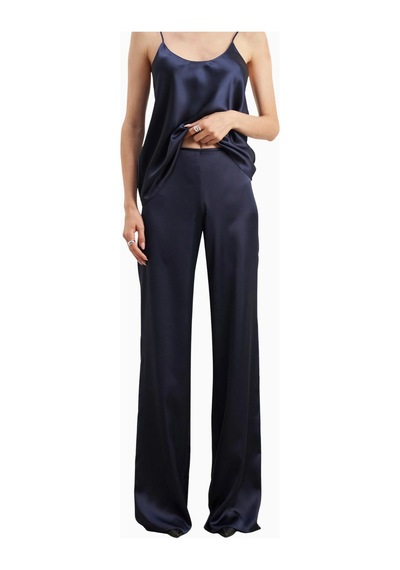 Because Of Alice Formal Satin Straight Leg Trousers Saten Düz Paça Kadın Pantolon Lacivert