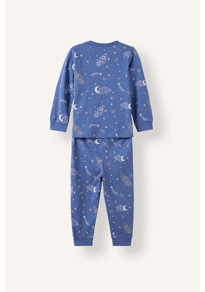 Defacto Uzay Desenli Uzun Kollu Üst Lastikli Paça 4lü Pijama Takımı Erkek Bebek I1441a526aube343 Mavi-be343