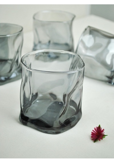 6 Adet Hologramlı Viski Kokteyl Bardağı Kadehi Pinterest Meşrubat Bardak 6'lı 280 Ml Siyah Gri