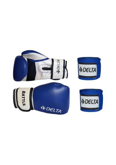 Battle Dura-strong Boks Eldiveni + Boks El Bandajı Seti Mavi
