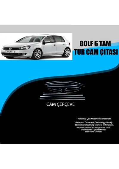 Volkswagen Golf 6 Krom Cam Çerçevesi 12 Parça