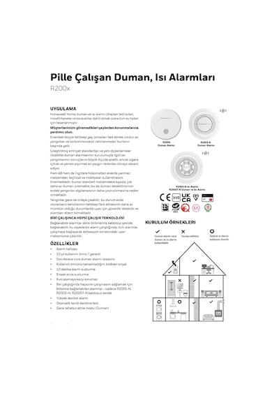 Honeywell R200h-n2 Isı Alarm Cihazı - Birbirine Bağlanabilen