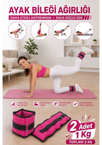 1 Kg Fuşya Deluxe Comfort El Ayak Ağırlığı Fuşya