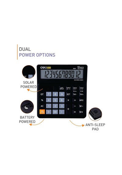 Hesap Makinesi 12 Digit Siyah Çok Renkli