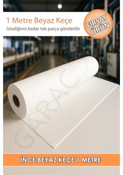 İnce Keçe Kumaş, 1mm Kalınlık, 100x100 Cm, Beyaz