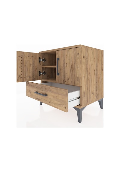 Hyperion Komodin 2 Raflı Tek Çekmeceli 2 Kapaklı 60x44x64 Çam... Çam