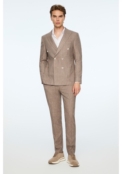 Morven Erkek Kahve Keten Trend Çizgili Slim Fit Sivri Yaka Kruvaze Takım Elbise 26ys001004400 Kahve Morven Erkek Kahve Keten Trend Çizgili Slim Fit Sivri Yaka Kruvaze Takım Elbise 26ys001004400 Kahve