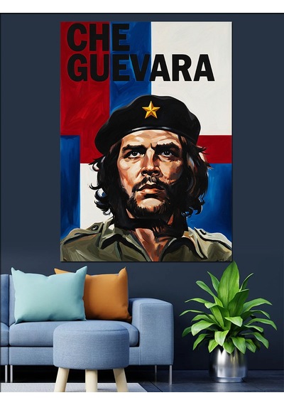 Che Guevara Politik Portre Dekoratif Kanvas - Mdf Ahşap Tablo