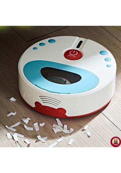 Oyuncak Pilli Robot Süpürge Sesli Ve Işıklı Gerçek Süpürme Özelliği Ve Farklı Yönlere Giden Robot Beyaz