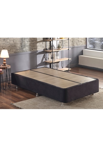 Nironyatak Niron Ela Baza -120X200 Cm Tek Kişilik Sandıklı Siyah Kumaş Baza