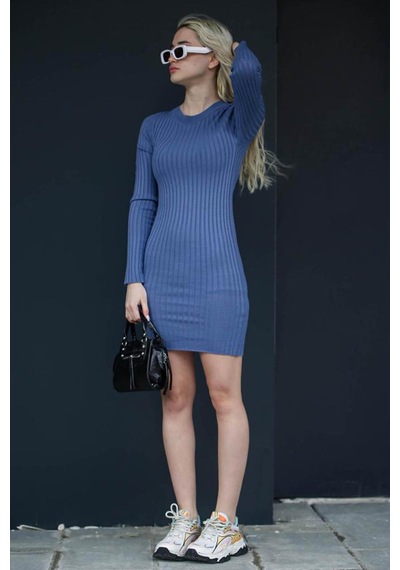 Madmext Mavi Bodycon Fitilli Mini Elbise Mg1710-mavi Mavi
