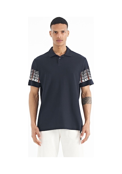 Tommylife Tommy Life Lacivert Kol Baskı Detaylı Polo Yaka Standart Form Erkek T-shirt - 88240 Lacivert