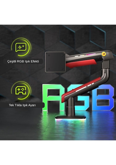 North Bayou F5 Ergonomic Rgb Li Monitör Kolu 32-60 Gazlı Pistonlu Gaming Monitör Stand