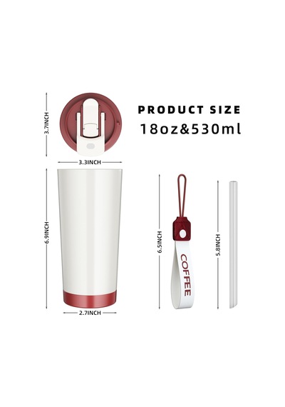 Tr 18oz Vakum Yalıtımlı Kahve Bardağı, Paslanmaz Çelik Seyahat Kahve Kupası,kapaklı Ve Samanlı Taşınabilir Ka Diğer