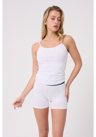 L'espadon Cotton Armour Nefes Alabilir Esnek Yumuşak Örme Pamuk Premium Kadın Uzun Şort-3298 Beyaz