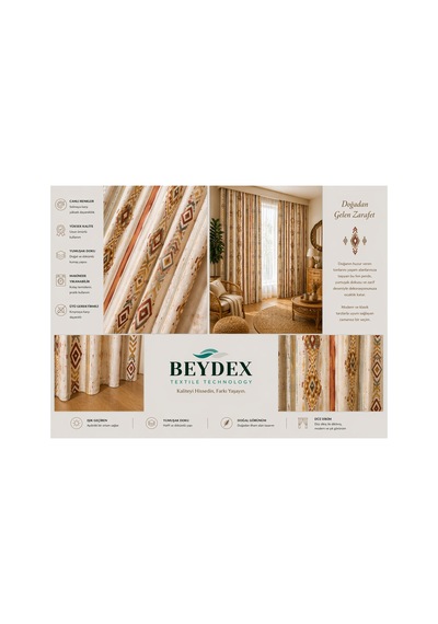 2 Adet 140x260 Cm Ölçüsünde Şık Dekoratif Fon Perde Koleksiyon Vizon