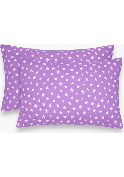 Lionas Desenli Pamuklu Yıldız Desen Yastık Kılıfı 2 Adet 50 X 70cm Lila