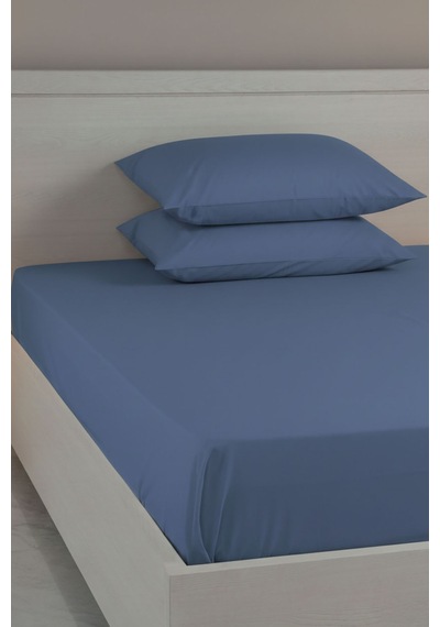 %100 Pamuk Ranforce Premium King Size Lastikli Çarşaf Seti - İndi İndigo