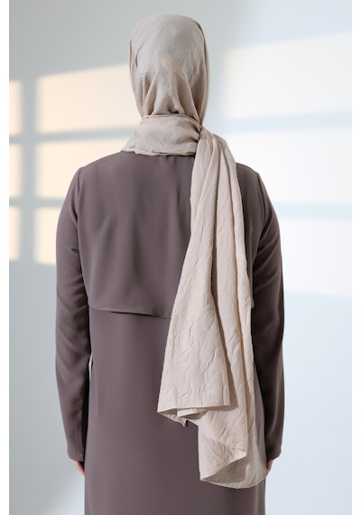 Kadın Tesettür Bambu Kraş Şal, Ütü Gerektirmeyen Doğal Hijab Başörtüsü 75x180 Cm - Taş Rengi