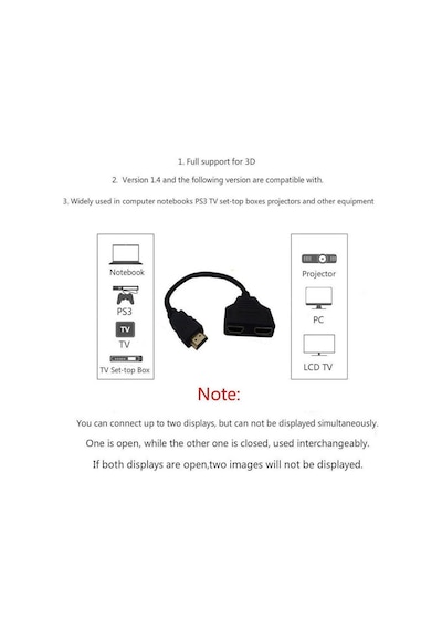 2 Port Hdmi Çoklayıcı Splitter 4664 Lcd Monitör Ekran Çoğaltıcı