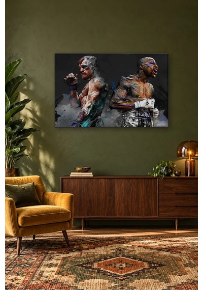 Fida Mayweather Ve Mcgregor Boks Karşılaşması Canvas Tablo Çok Renkli