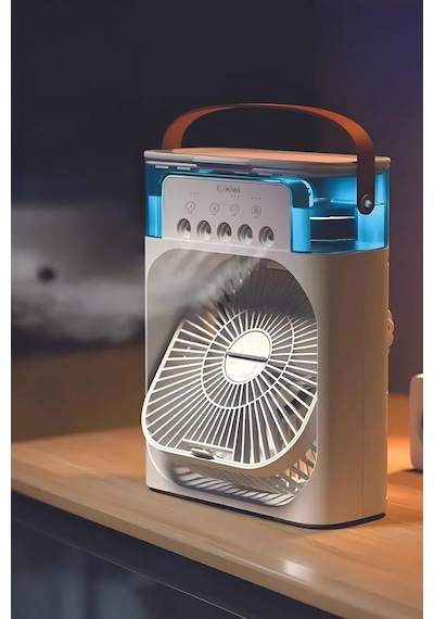 3'ü 1 Arada Soğuk Buharlı Nemlendirici Masaüstü Vantilatör Usb Fan Gece Lambası 600ml