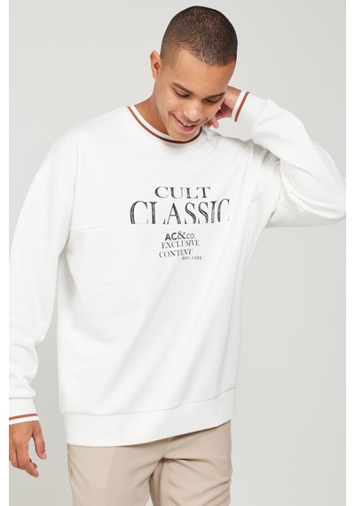 AC&Co / Altınyıldız Classics Erkek Kırık Beyaz Oversize Bol Kesim Bisiklet Yaka Pamuklu Baskılı Sweatshirt Kırık Beyaz AC&Co / Altınyıldız Classics Erkek Kırık Beyaz Oversize Bol Kesim Bisiklet Yaka Pamuklu Baskılı Sweatshirt Kırık Beyaz