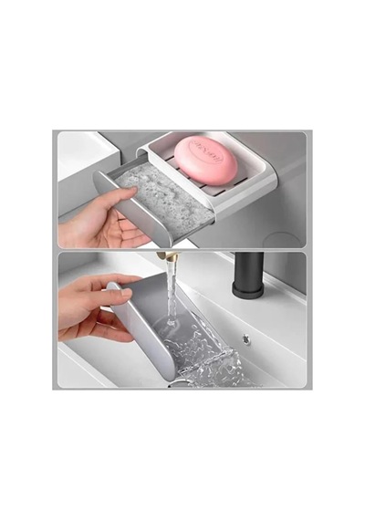 Yapışkanlı Banyo Mutfak Sabunluk Süngerlik Seti, Beyaz, 2'li Set, Duvara Monte, 14.5x9.7x4 Cm Karışık