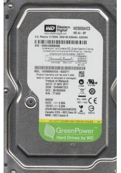WD AV-GP WD5000AVCS 500 GB 3.5" 7200 RPM HDD