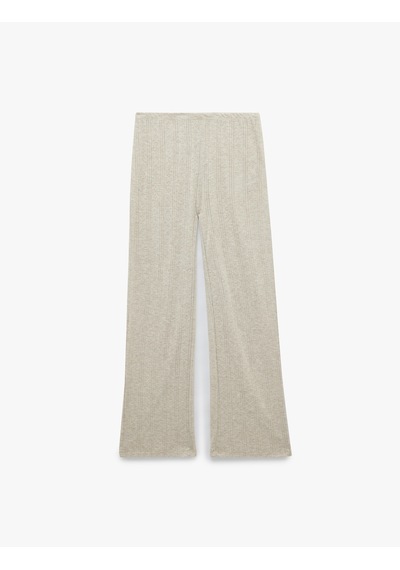 Koton Beli Lastikli Dokulu Uzun Pijama Altı Bej Melanj 7wlk40111mk