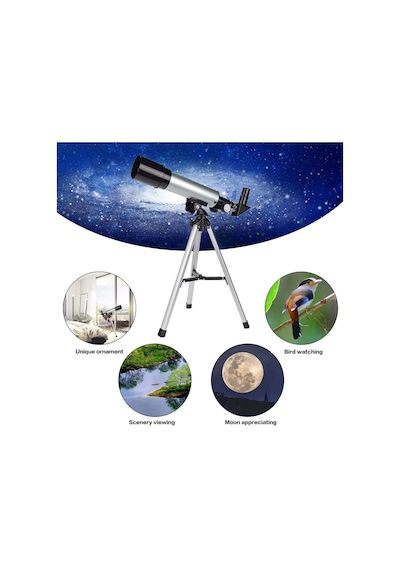 50x360 Mini Teleskop Kara Uzay Teleskobu Aliminyum Gövde Tri