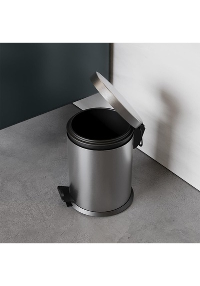 Paslanmaz Çelik 5litre Çöp Kovası,satine Yüzey Modern,pedallı Ve Amortisörlü Çöp Kutusu Diğer