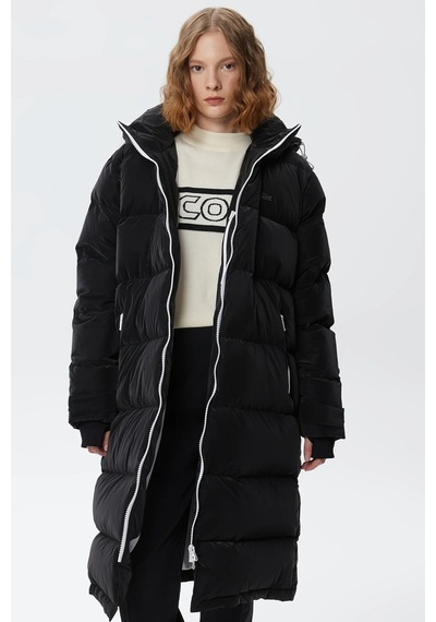 Lacoste Kapitone Down Fill Jacket Kapişonlu Yaka Kadın Mont Siyah