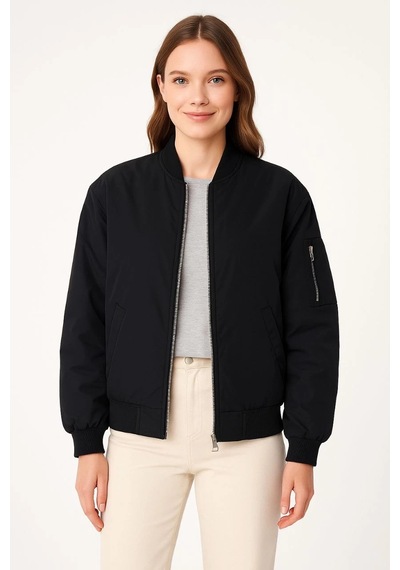 Bomber Mont Ceket Siyah - Siyah