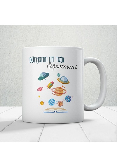 Dünyanın En Tatlı Öğretmeni - Öğretmenler Günü Temalı Baskılı Kupa Bardak Beyaz