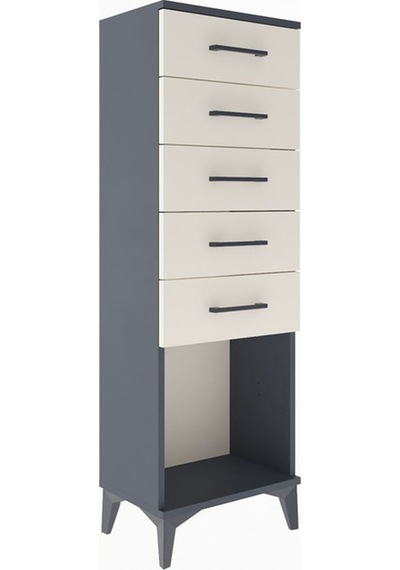 Arges Dolap 5 Çekmeceli 44x30x134 Antrasit-aytaşı Antrasit
