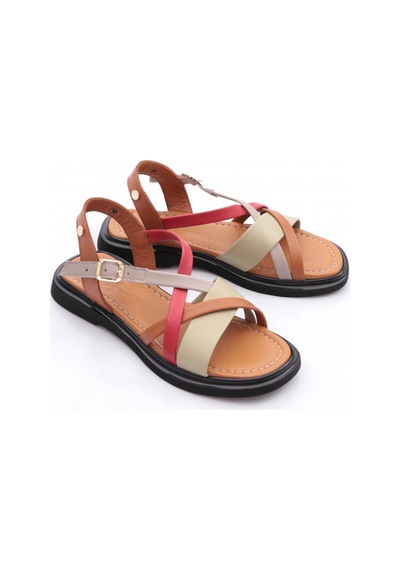 Dgn 837 Kadin Sandalet Taba Kırmızı Scorpion