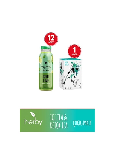 Herby Ice Tea Cool Lime 12'li Şeker İlavesiz Soğuk Çay +  Tea 20'li