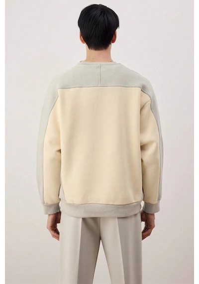 Benerly Erkek Bisiklet Yaka Standart Kol Oversize Pamuk Sweatshirt F Gri