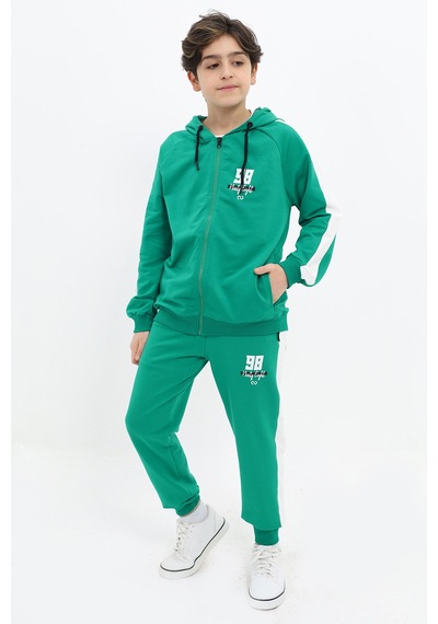 Toontoy Kids Toontoy Erkek Çocuk 2'li Takım Baskılı Kapüşonlu Fermuarlı Cepli Reglan Kol Sweatshirt & Beli Paçası Lastikli Cepli Jogger Eşofman Altı - Bant Detaylı & 2 İplik Yeşil Toontoy Kids Toontoy Erkek Çocuk 2'li Takım Baskılı Kapüşonlu Fermuarlı Cepli Reglan Kol Sweatshirt & Beli Paçası Lastikli Cepli Jogger Eşofman Altı - Bant Detaylı & 2 İplik Yeşil