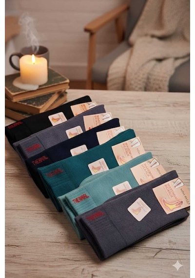 Thermal Pamuk Havlu Çorap 36-40 Numara Asorti 6'lı Paket Set 1