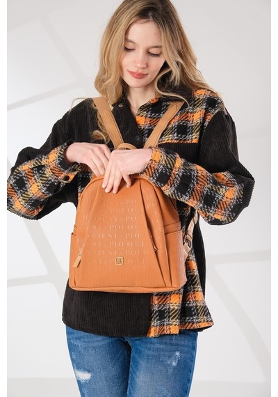 Just Polo Kadın 9 Taba Bölmeli Gofraj Baskılı Sırt Çantası 69430627