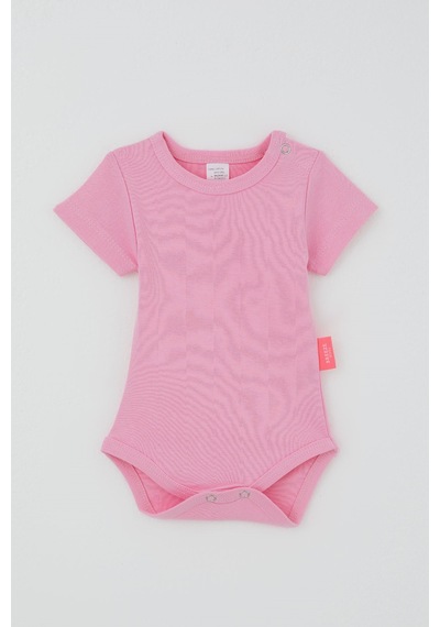 Breeze Kız Bebek Çıtçıtlı Kısa Kollu Zıbın Body Basic 0-9 Ay , Pembe
