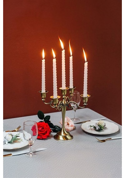 5 Gözlü Metal Retro Şık Restoran Düğün Şamdan Dekoratif Mumluk Mt156rt ESKİTME