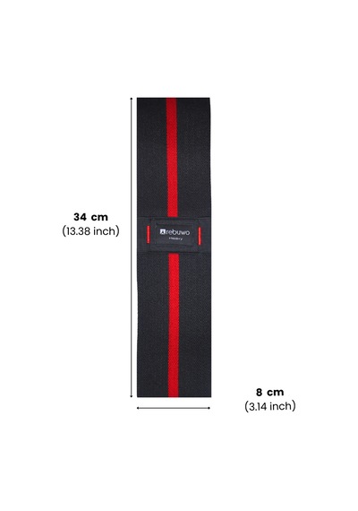 Rebuwo Heavy Squat Direnç Bandı 34x8 Cm Kaymaz Fitness Egzersiz Lastiği Siyah & Kırmızı Siyah-kırmızı