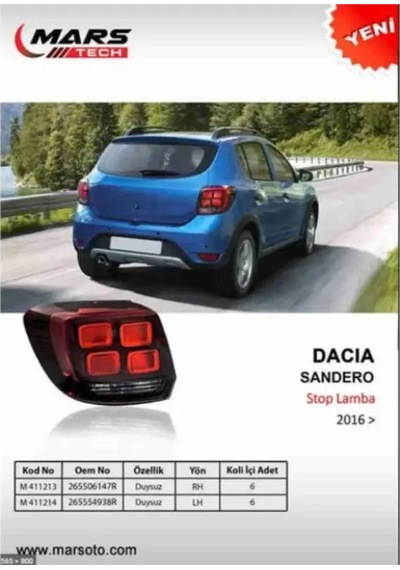 Arka Stop Lambası Sol Ledlı Sandero 2016 Duysuz