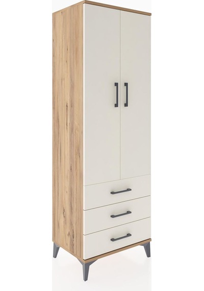 Hyperion Dolap Tek Raflı 3 Çekmeceli Tek Askılı 60x44x182 Çam-aytaşı Atlas Çam