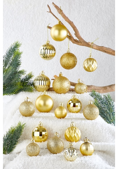 Waldern 20li Karışık Desenli Yılbaşı Süsü Gold Cici Top