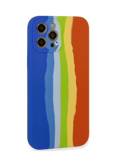 Newface - 784 - iPhone Uyumlu 12 Pro Kılıf Ebruli Lansman Silikon - Csmo-tex - - Mavi-turuncu