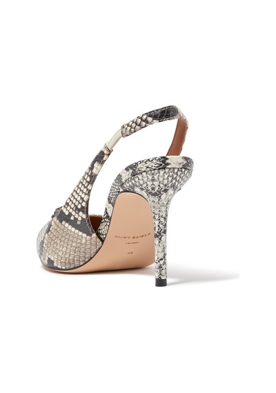 Kurt Geiger Yüksek Topuklu Kahverengi Slingback Yılan Derisi Ayakkabı